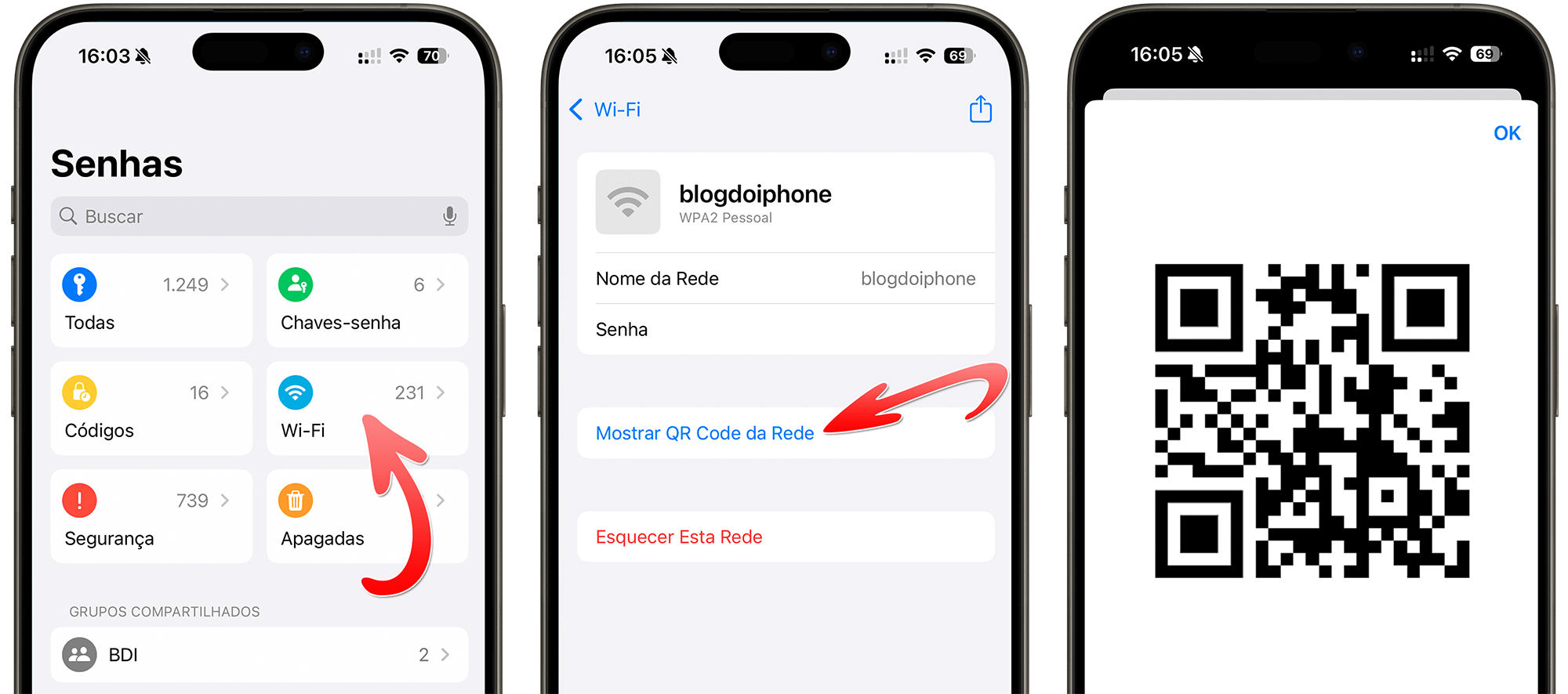 compartilhamento de senha Wi Fi com QR Code no iOS 18