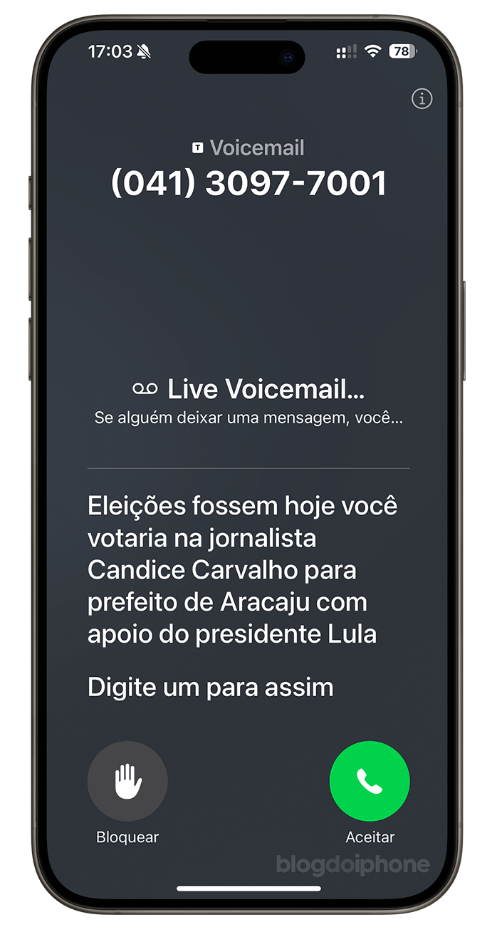 iOS 18 Voicemail ao Vivo