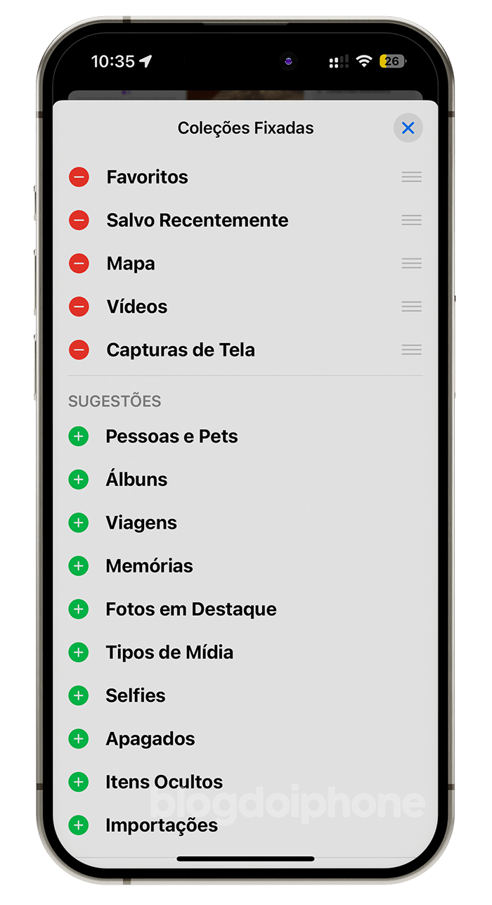 iOS 18 Fotos Coleções Fixadas