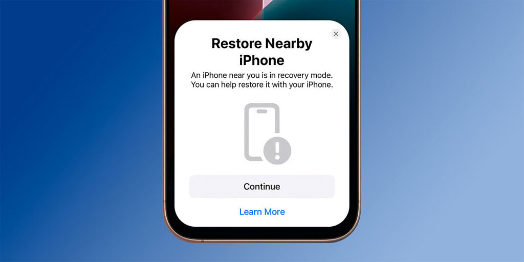 iPhone 16 sendo restaurado sem PC com a ajuda de outro iPhone