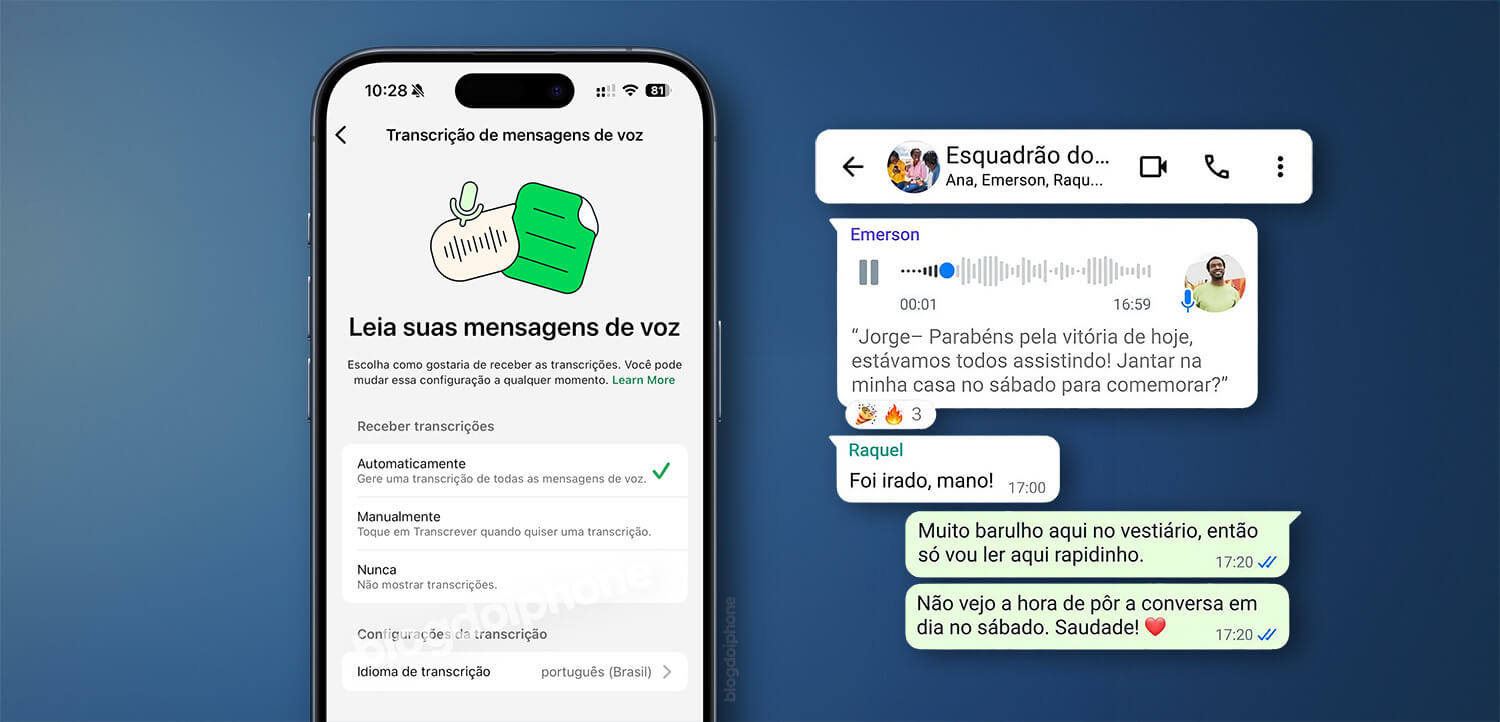 WhatsApp transcrição de mensagens