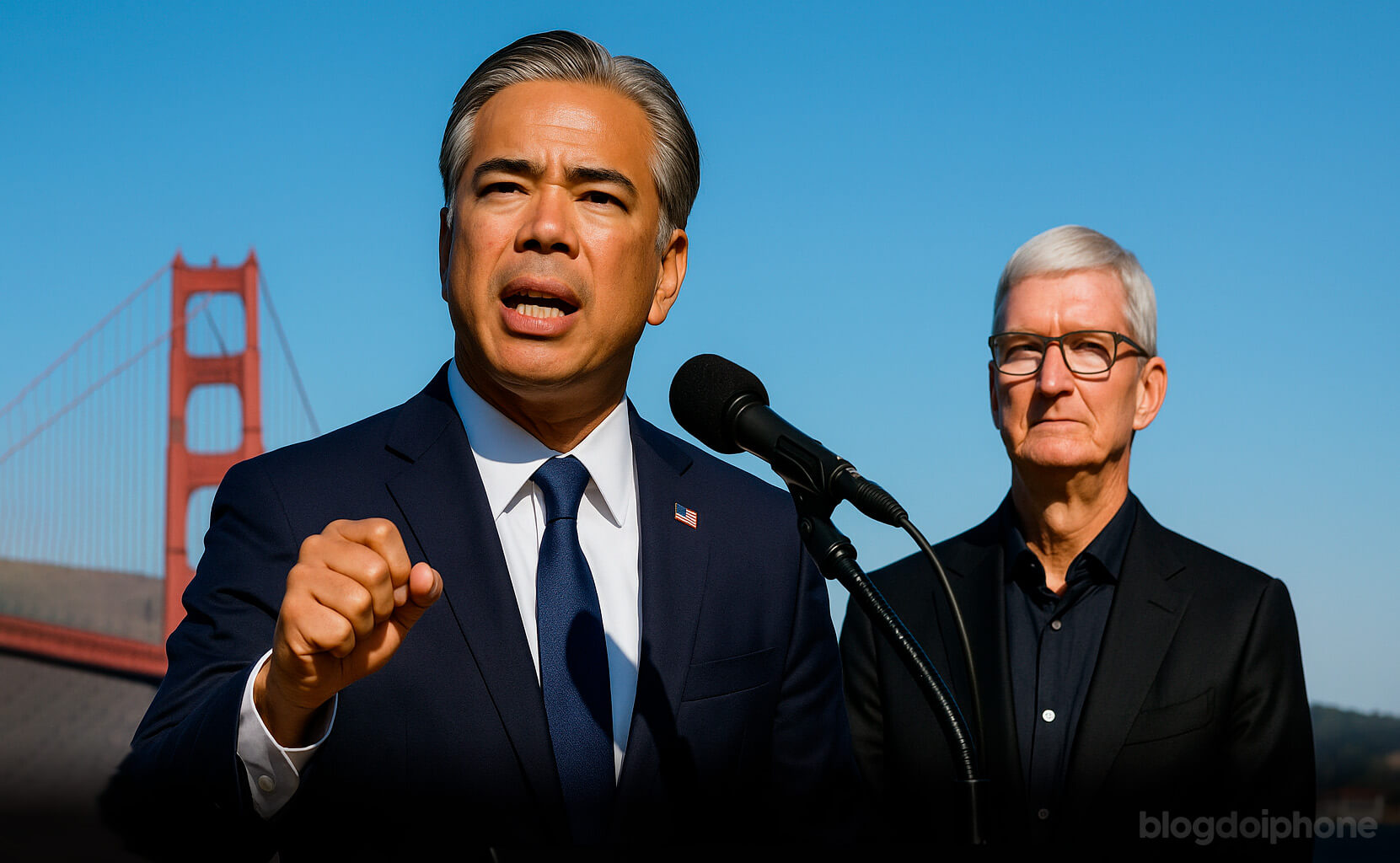 Rob Bonta com Tim Cook