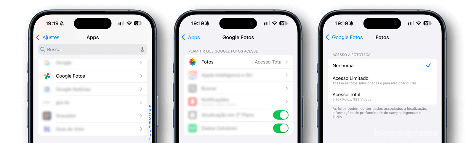 ajustes-google-fotos-iphone » Blog do iPhone Desativar acesso do Google Fotos às fotos do iPhone para proteger o iCloud