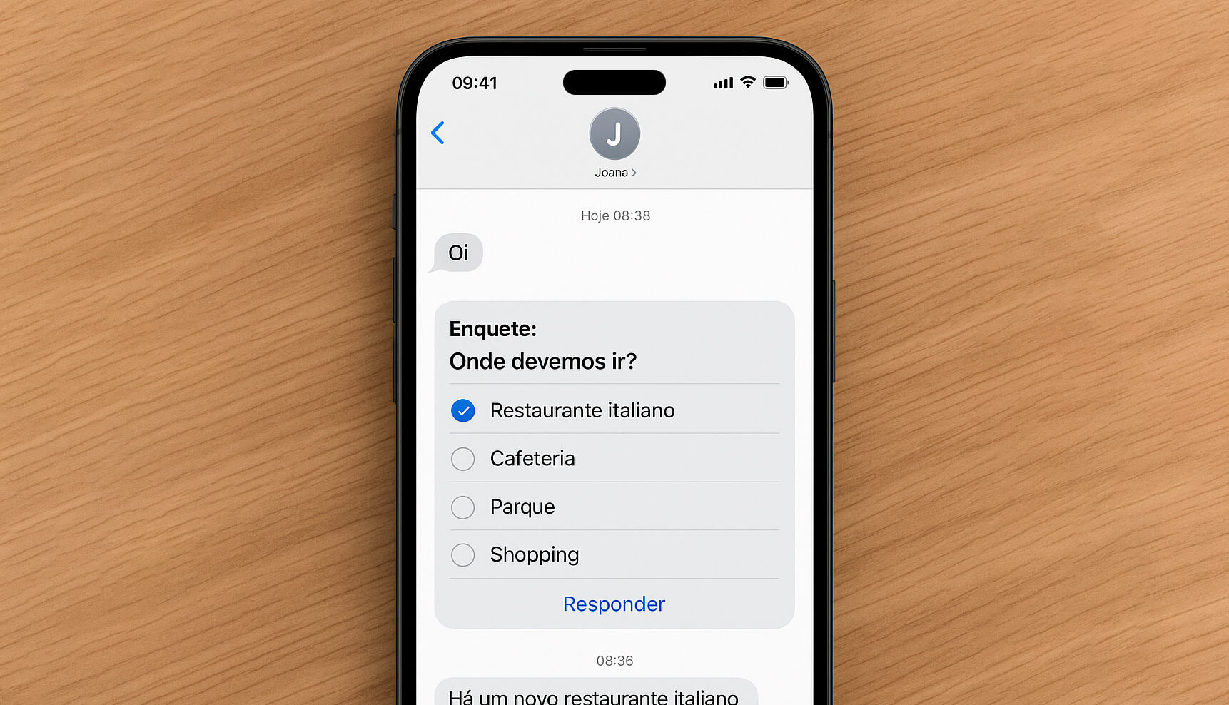 Enquete iMessage iOS 26