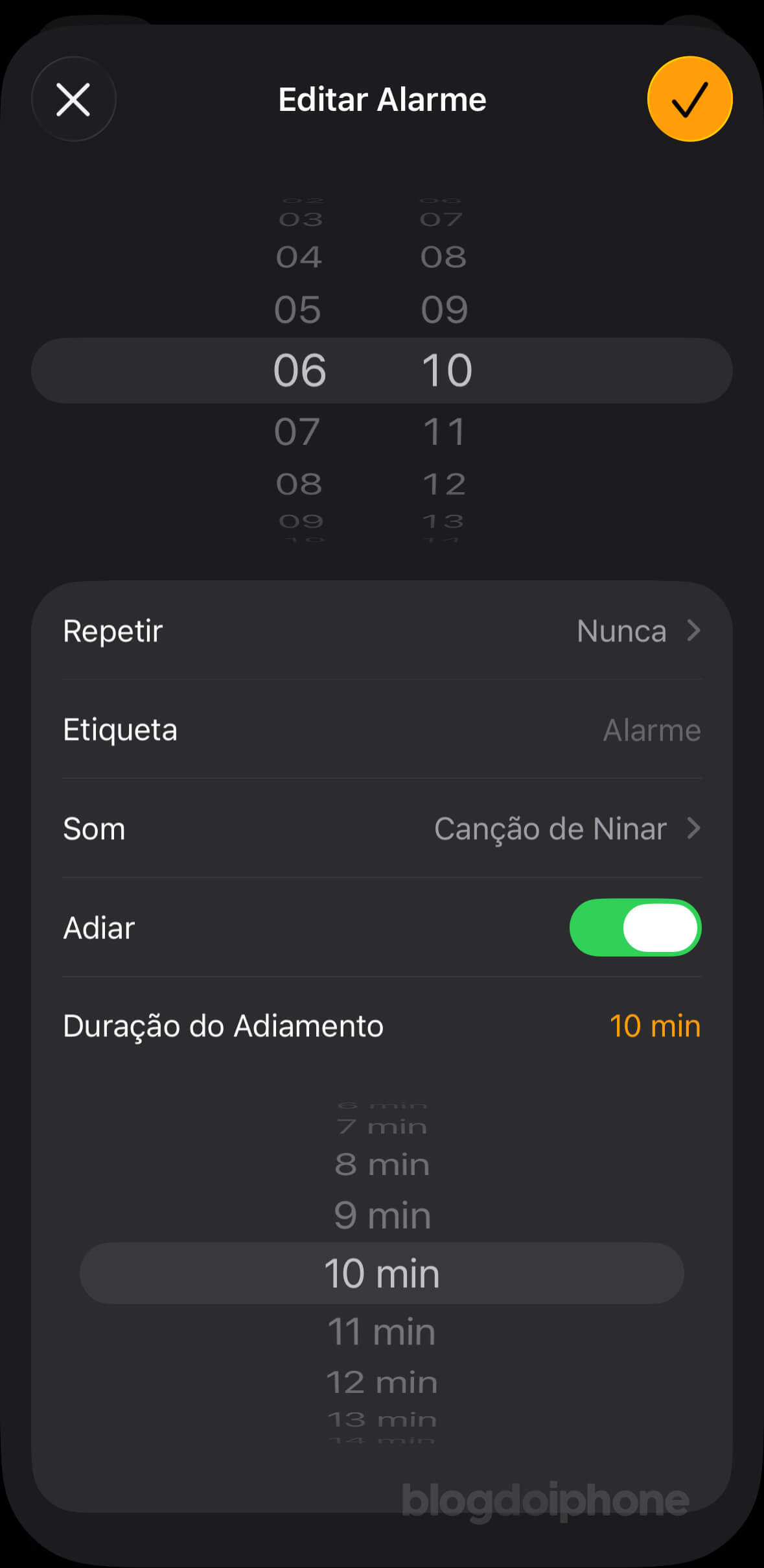 iOS 26 Adiamento despertador