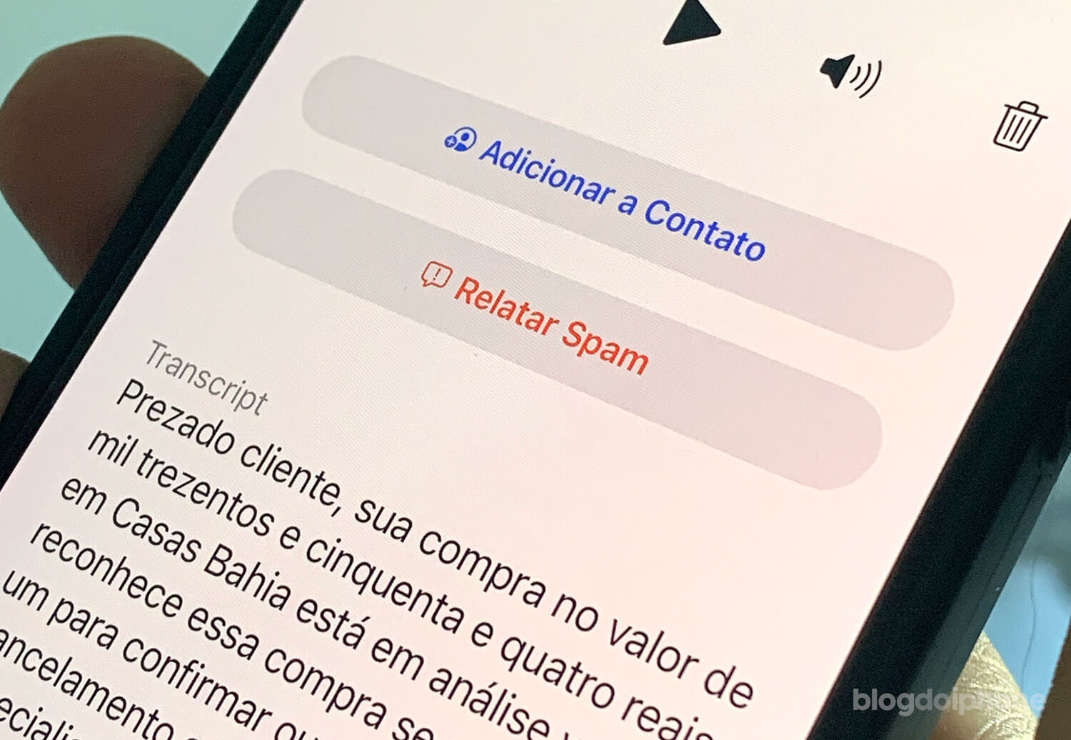 iOS 26 Spam Secretária Eletrônica